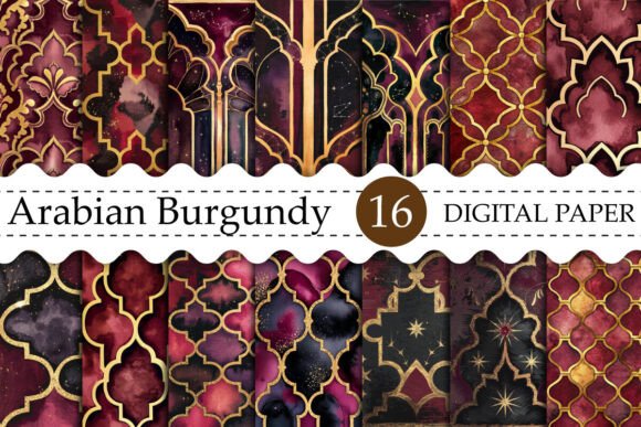 Download Arabian Burgundy Digital Paper - Arabian Collection