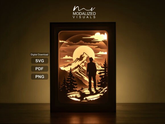 Download Hiking Shadowbox Lightbox Paper Cut Design - Paper cut design Collection