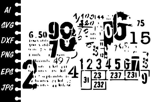 Download Stencil Grunge Numbers Collage - Stencil Collection