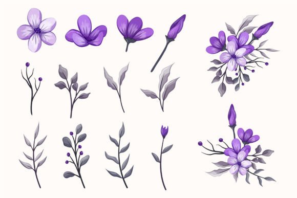 Download Set Botanic Blossom Floral Elements - Floral element Collection