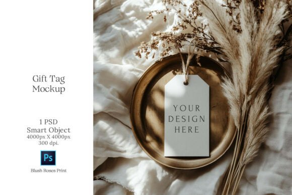 Download Boho Gift Tag Mockup PSD Smart Object - Premium Resources